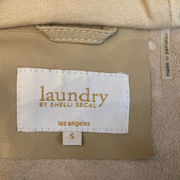 Worn Once LAUNDRY by Shelli Segal Tan-Coloured Hooded Leather & Cotton Jacket, S - Picture 3 of 4